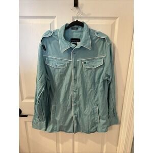 Vintage‎ Rocawear Teal Blue Check  Shirt Jacket 90s Y2K Hip Hop Men's XL